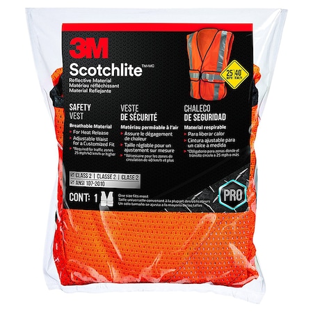 3M Orange Tekk Protection Hi-Viz Contruction Vest 94625-80030T